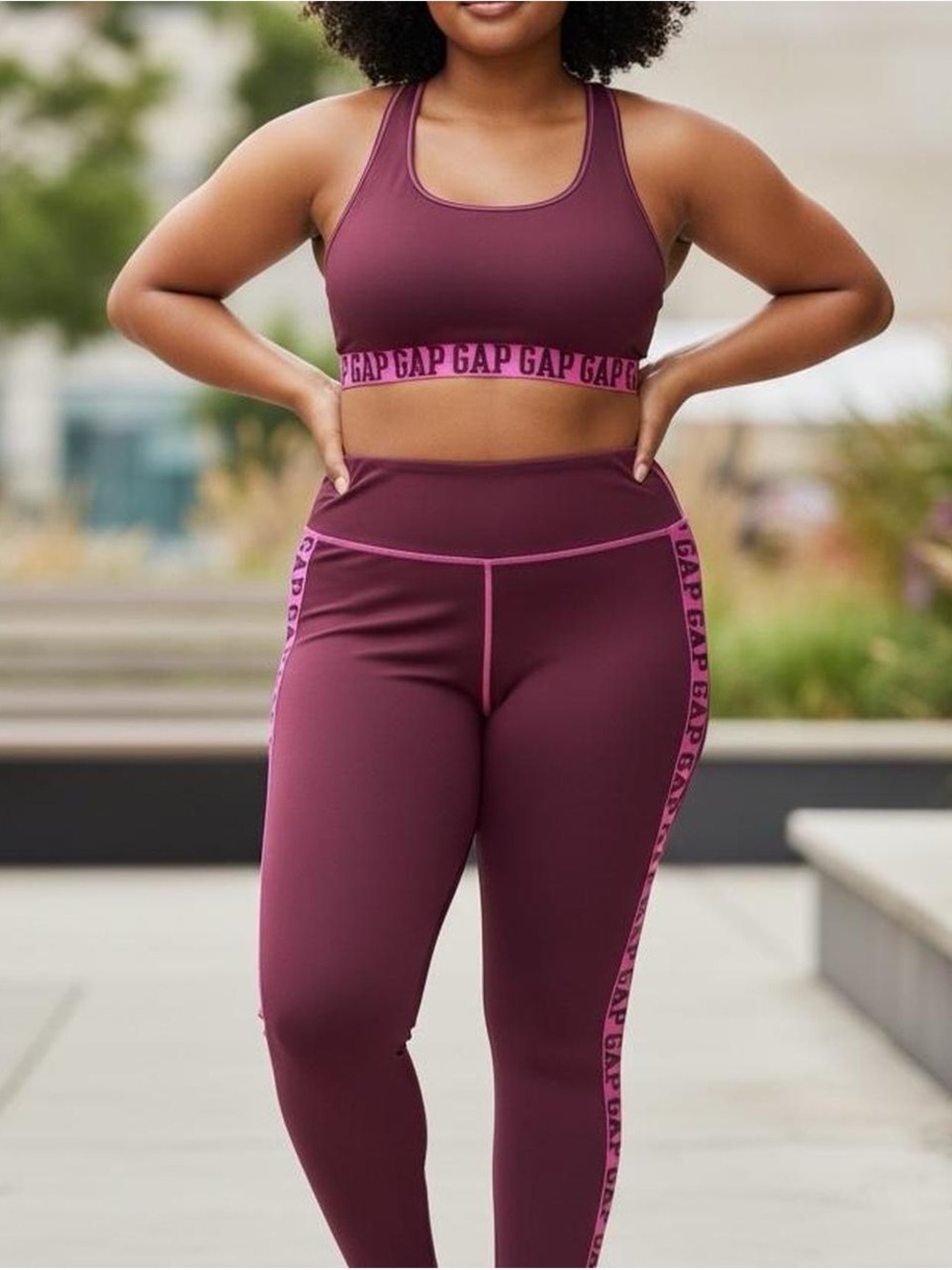 GAP Factory Plum/Pink High-Waist Leggings and Sports Bra Set